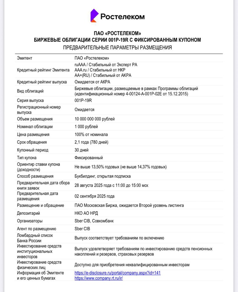 Какие факторы делают новый выпуск облигаций Ростелекома 1P-19R привлекательным для инвесторов и стоит ли в них вкладываться?