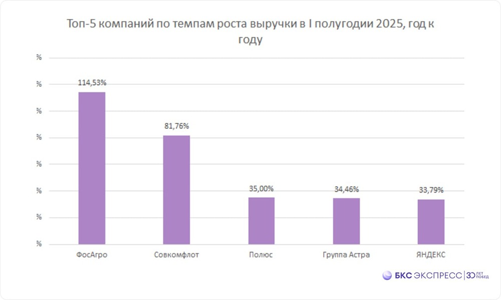 Какие компании показали наибольший рост выручки и прибыли в 1п 2025?