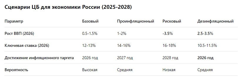 Какие сценарии развития экономики до 2028 года предложил ЦБ?