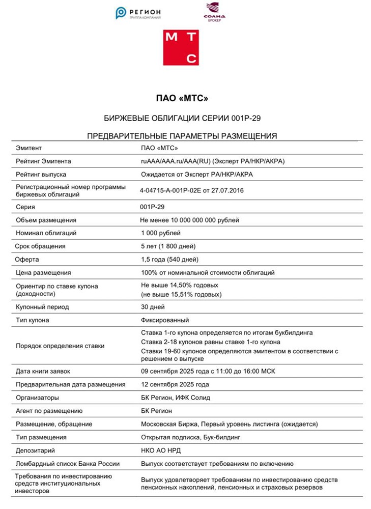 Какие аспекты нужно учитывать, прежде чем инвестировать в облигации компании МТС серии 001P-29?