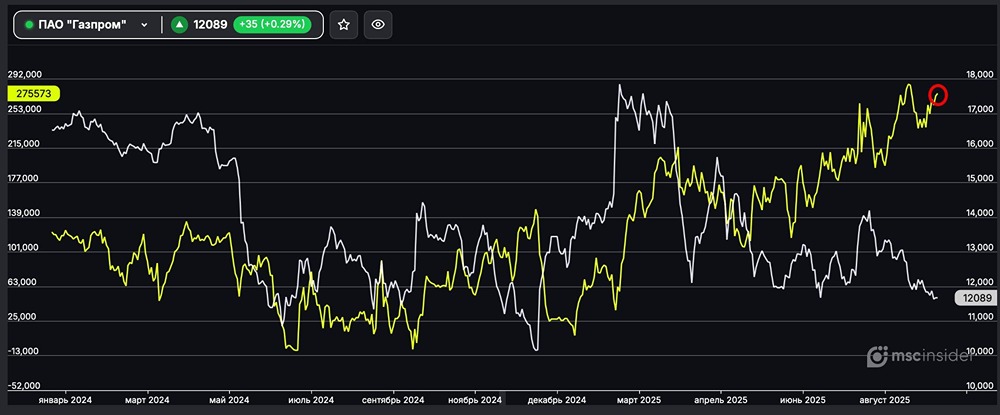 Газпром: физлица демонстрируют активный рост чистого лонга