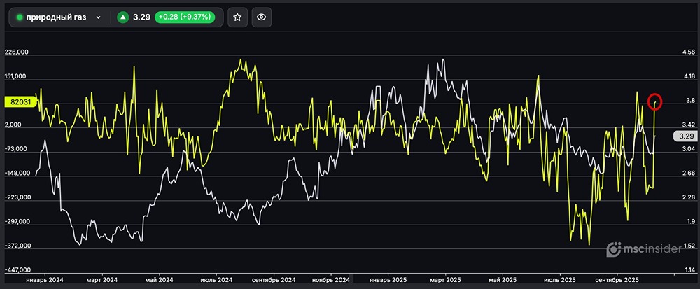 Почему юрлица резко перешли в чистый лонг по природному газу?