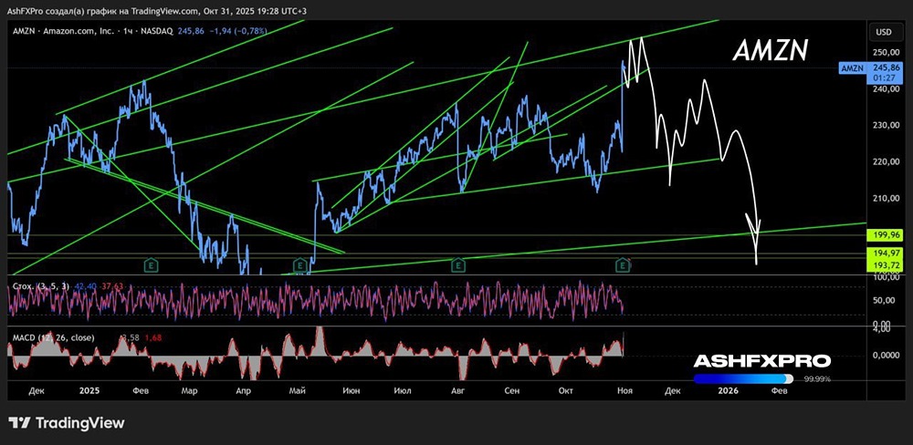 Когда ждать коррекцию котировок стоимости акций Amazon?
