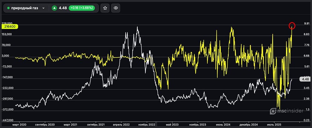 Почему институциональные инвесторы достигли рекорда по длинным позициям в природном газе?