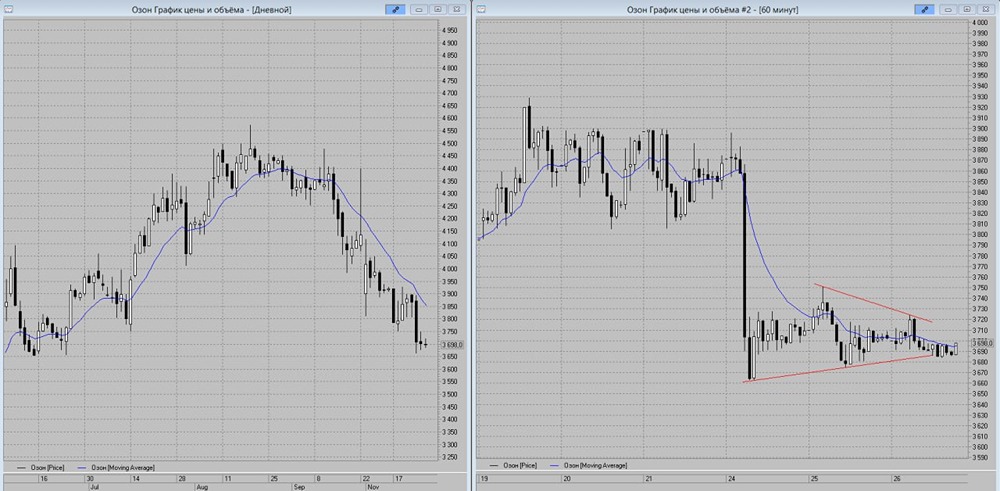 Почему формируется медвежий сигнал в акциях OZON?