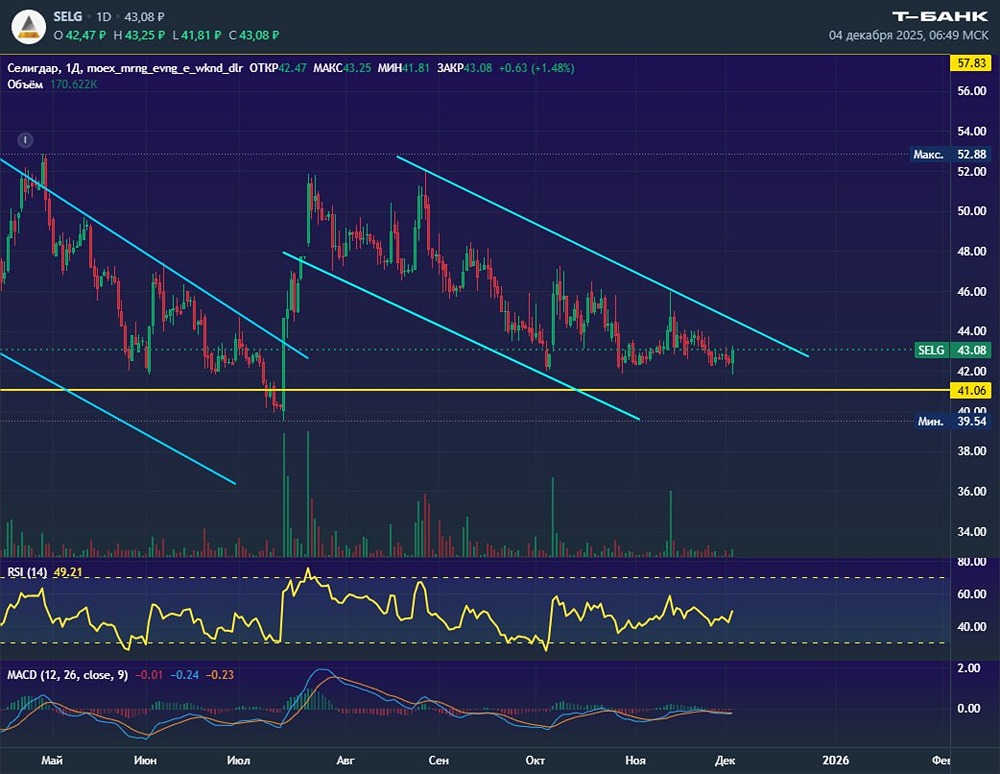 Почему цена акций Селигдара находится в нисходящем канале?