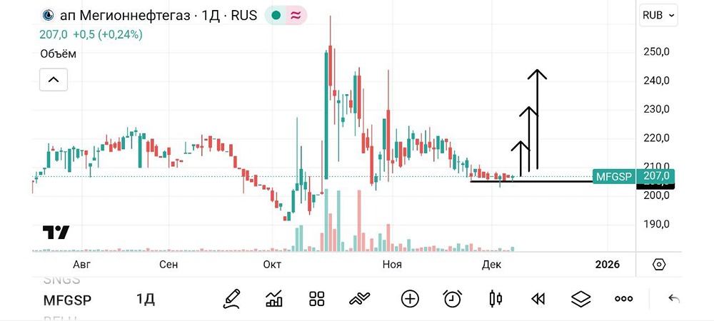 Стоит ли держать акции Мегионнефтегаз после пробоя поддержки?