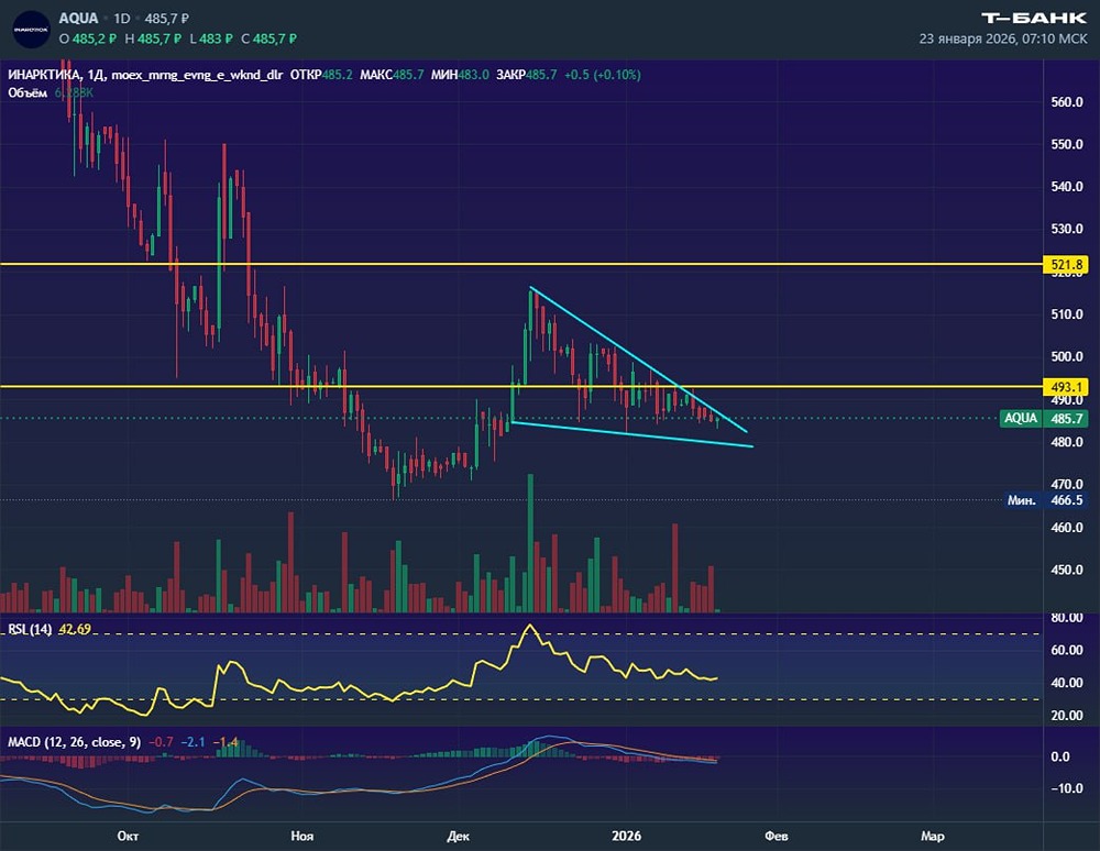 Технический анализ акций Инарктики: ждём пробой трендовой линии?