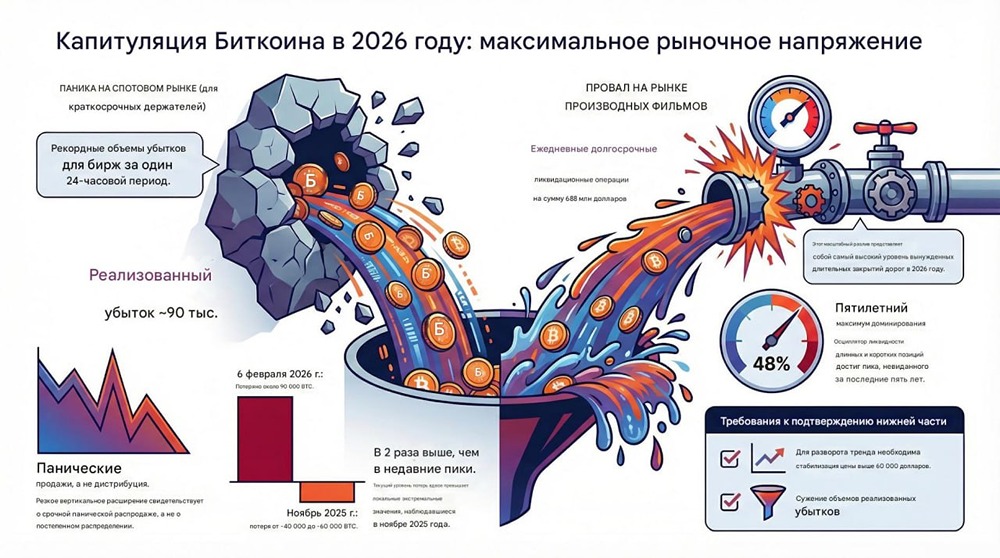 Капитуляция Биткоина в 2026 году: максимальное рыночное напряжение