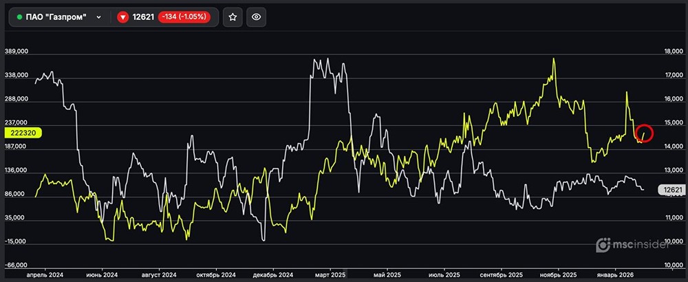 ПАО Газпром: физлица постепенно наращивают чистый лонг