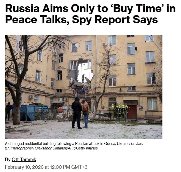 Россия стремится лишь «выиграть время» на мирных переговорах, стремясь восстановить отношения с США, но не намерена прекращать вторжение
