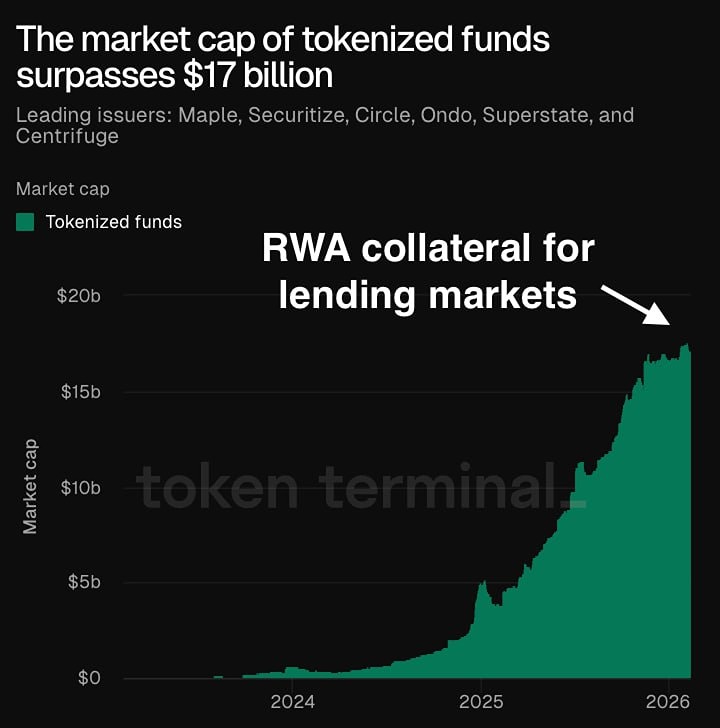 Рыночная капитализация токенизированных фондов достигла нового исторического максимума, превысив 17 миллиардов долларов