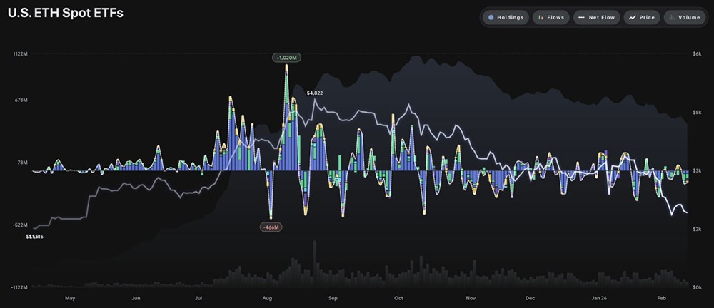 Чистый поток ETF Ethereum: –113,08 млн долларов
