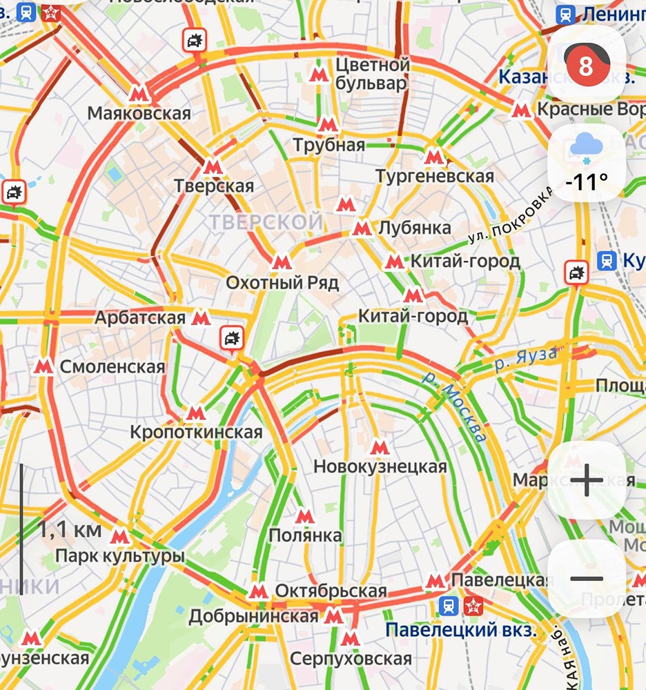 Москва встала в 8-балльных пробках
