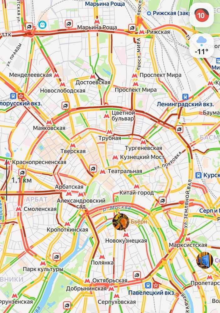 Пробки в Москве достигли 10 баллов второй раз за 20 дней