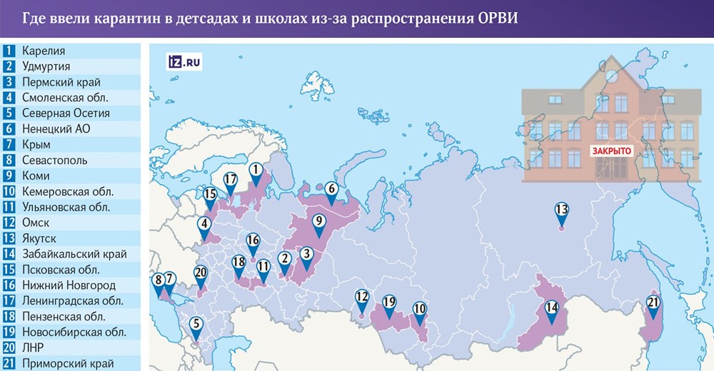 В России растёт заболеваемость ОРВИ, из-за чего в школах и детсадах вводят карантин