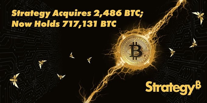 Strategy приобрела 2486 BTC примерно за 168,4 миллиона долларов по цене около 67 710 долларов за биткоин