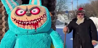 Трёхметровую Лабубу-урода показали в Липецкой области. Игрушку сожгут на Масленицу уже 21 февраля