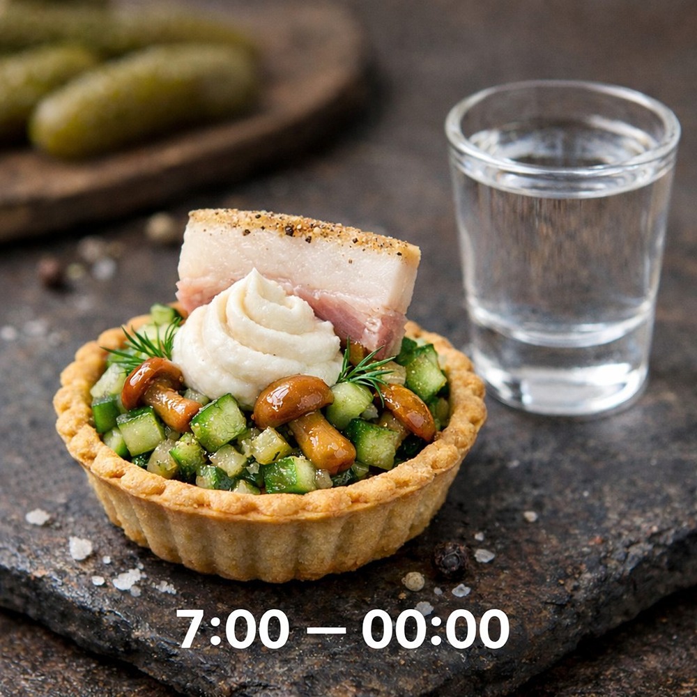 Москвичам бесплатно нальют рюмку водки с закуской в виде тарталетки и ломтика соленого сала. Акция пройдёт 23 февраля в кафе Dr. Живаго с 7 утра и до полуночи