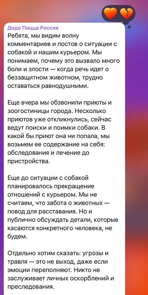 Додо Пицца меняет решение: компания возьмёт на содержание собаку Додобоню