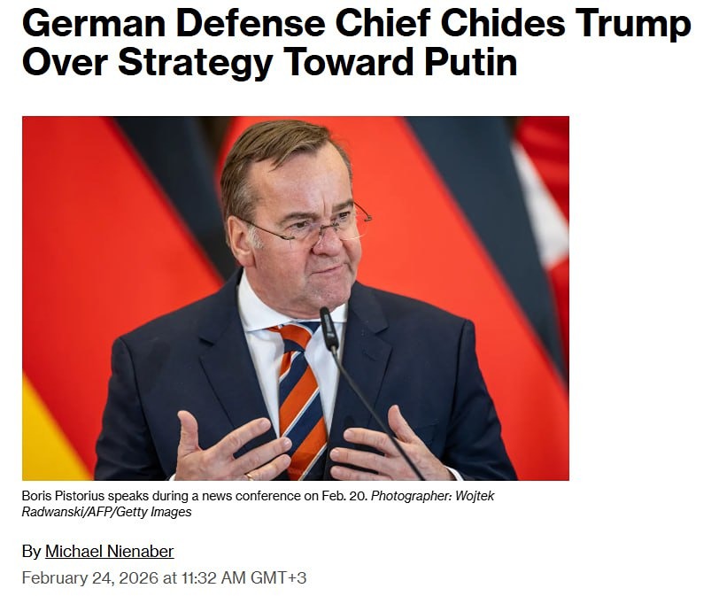Министр обороны Германии Писториус: Трамп негативно повлиял на ход конфликта и на уверенность Путина в себе, когда устроил ему красную дорожку и встретил его как друга на Аляске