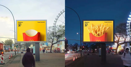 В Германии McDonald's убрал изображения еды со своих рекламных щитов на время Рамадана. Изображение еды появляется после захода солнца, когда постящиеся могут принимать пищу