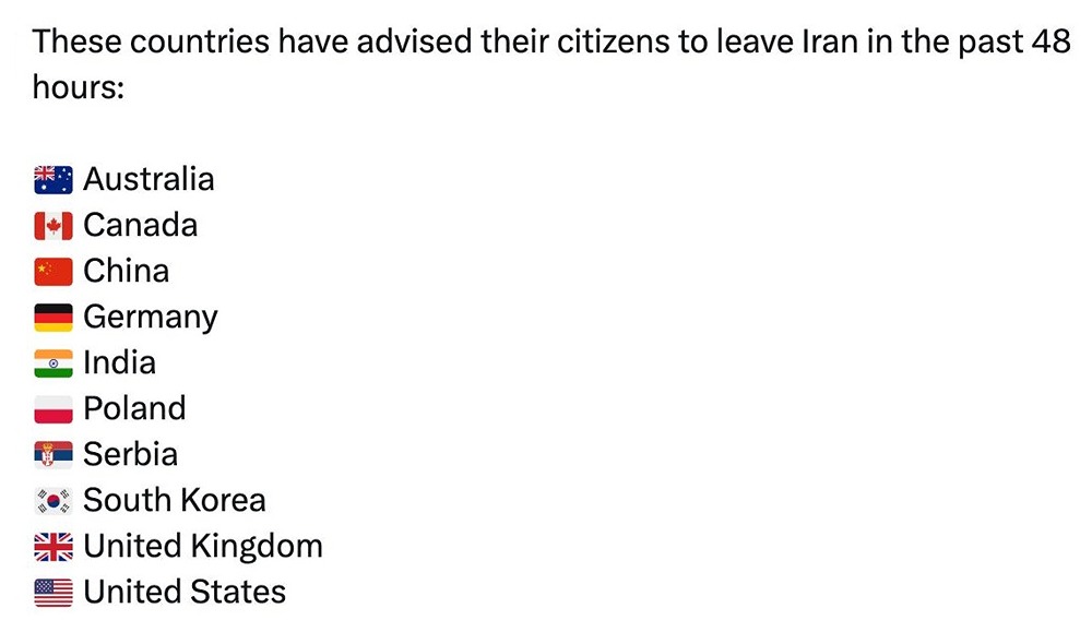 Власти 10 стран рекомендовали своим гражданам покинуть Иран
