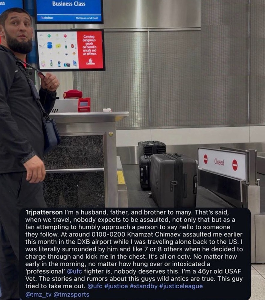 Хамзата Чимаева обвинили в нападении на ветерана ВВС США в аэропорту Дублина