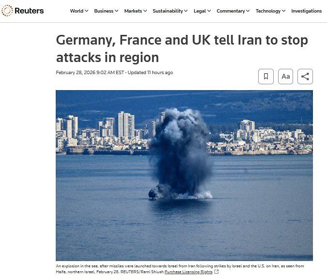 Страны НАТО требуют от Ирана прекратить отвечать на удары США и Израиля