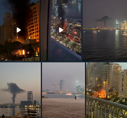 Пожары в Дубае после атаки Ирана по базам США