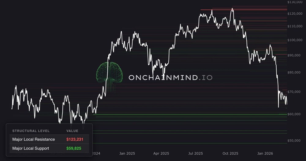 Уровень поддержки в 60 000 долларов остается самым высоким расчетным уровнем локальной поддержки за последние 2 года