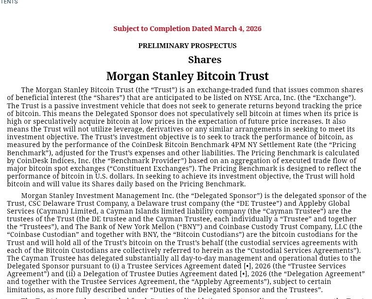 Morgan Stanley назначил Mellon и Coinbase хранителями своего планируемого биткоин-ETF