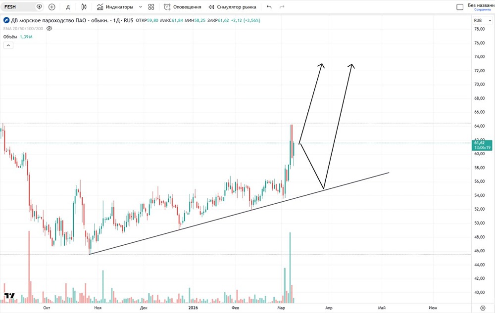 Какое мнение на рынке по акциям ДВМП?