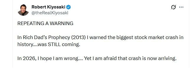 Роберт Кийосаки предупреждает о крупнейшем крахе мира в истории