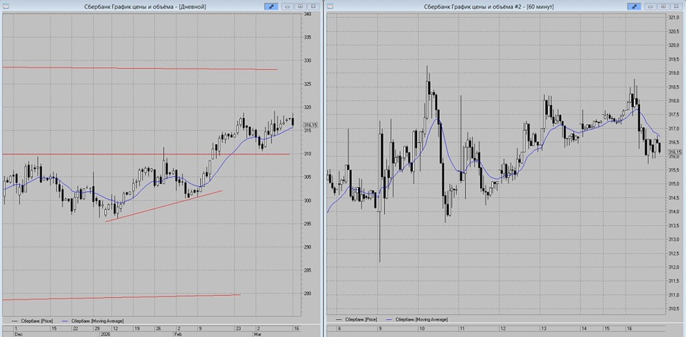 Акции Сбера у поддержки: возможен отскок или коррекция к 310 рублям