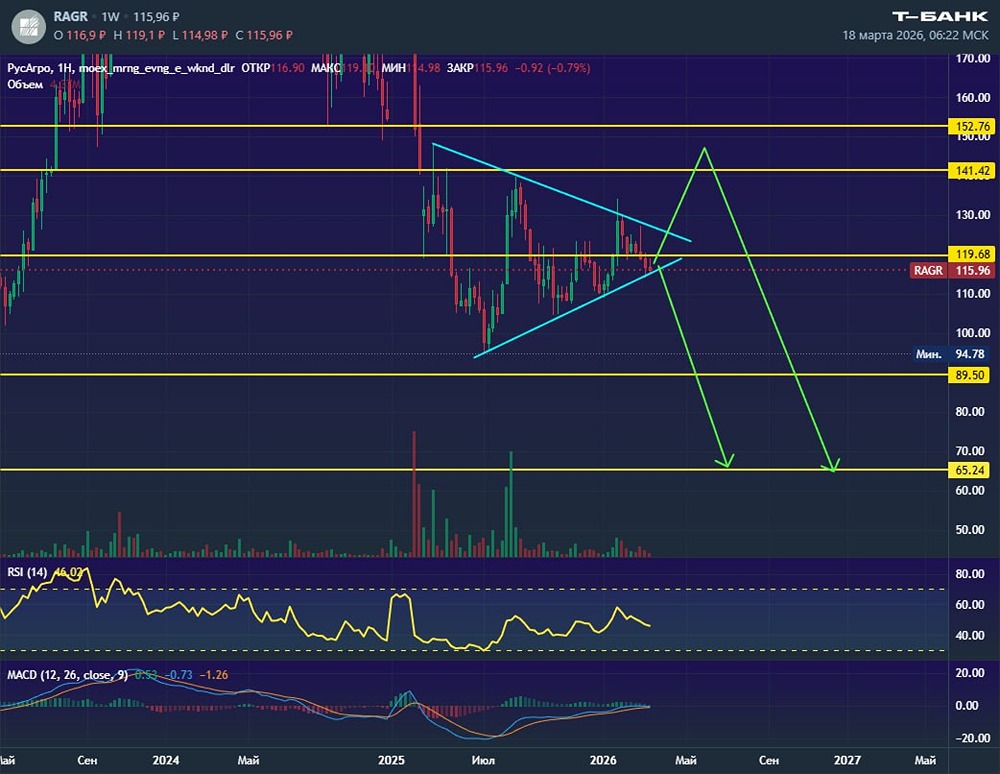 Ложный выброс или прямое падение: какой сценарий ждёт акции РусАгро?