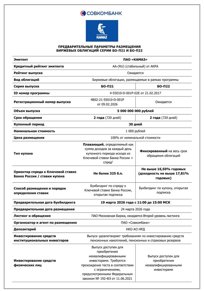 Облигации КАМАЗа — риск или шанс? Разбираем параметры П‑21/П‑22