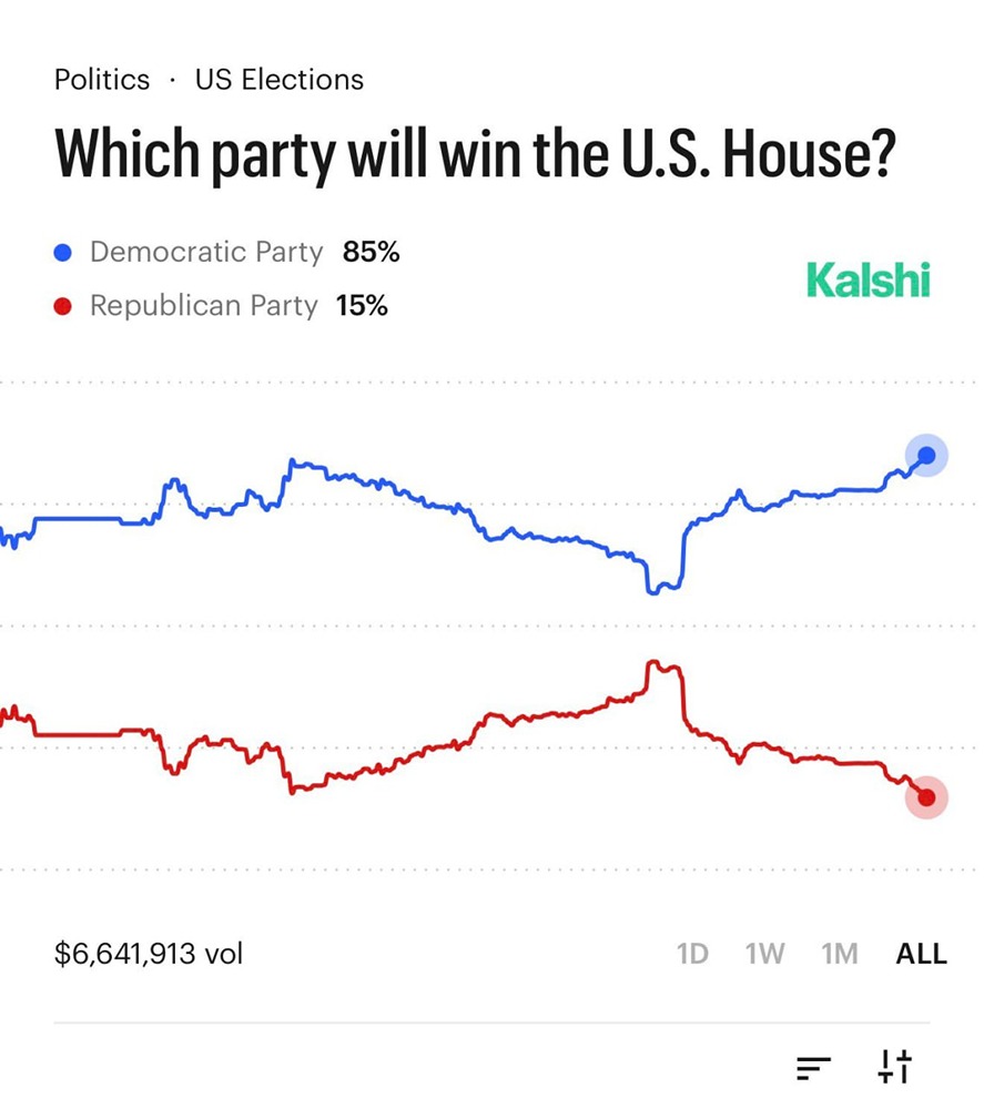 Вероятность победы демократов на выборах в США в Палату представителей в этом году составляет 85