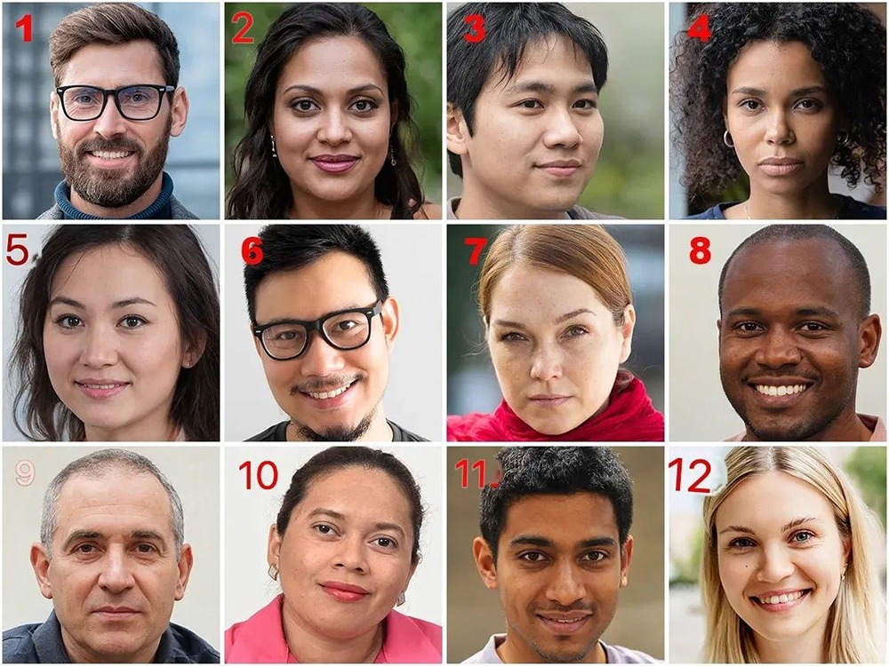 Ложь или правда? Отгадайте, кто из 12 на фото — творение нейросети