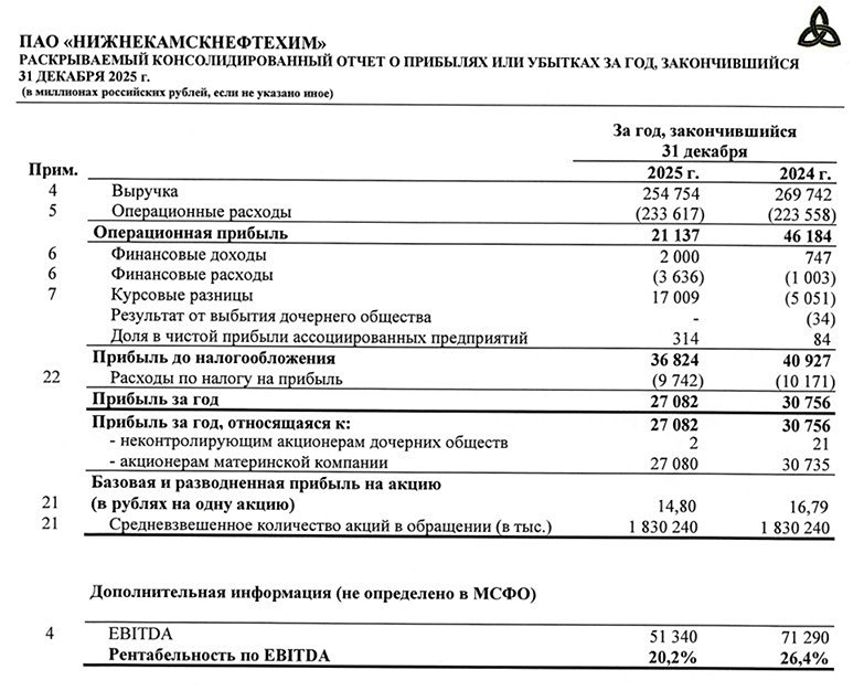 НКНХ МСФО за 2025 год