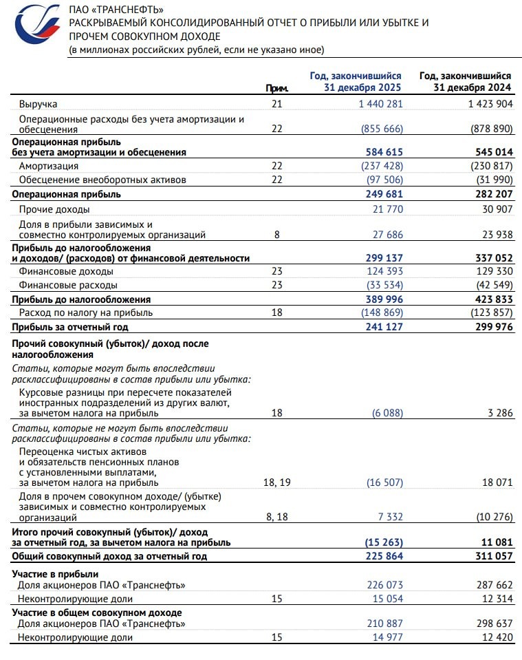 Транснефть МСФО за 2025 год