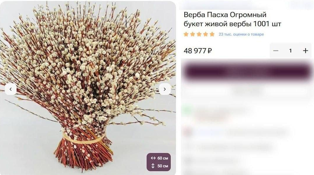 Букеты к Вербному воскресенью в Москве продают по цене до 50 тысяч рублей