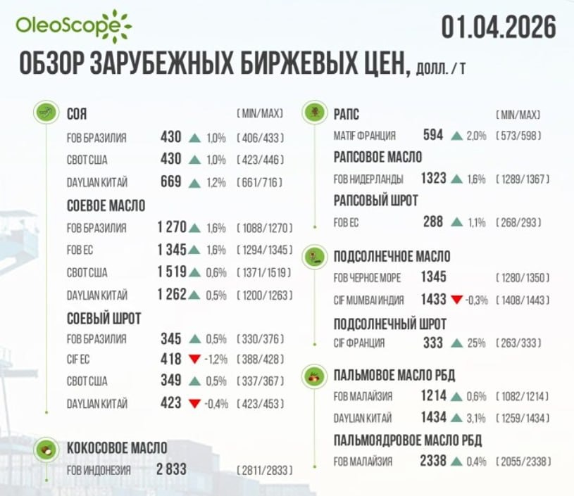 Цены на подсолнечное масло на международных рынках увеличились на 20%