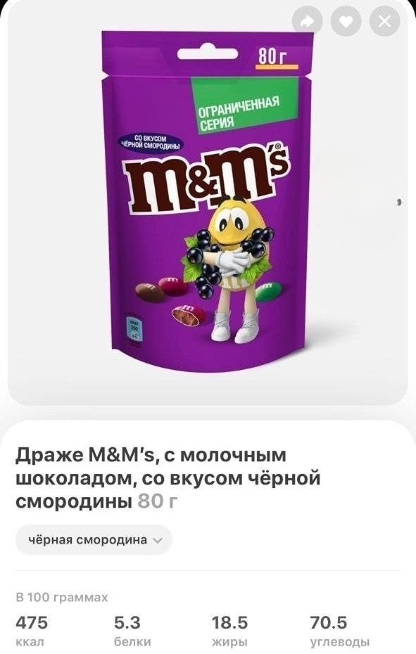 M&M’s со вкусом чёрной смородины завезли в «Самокат»