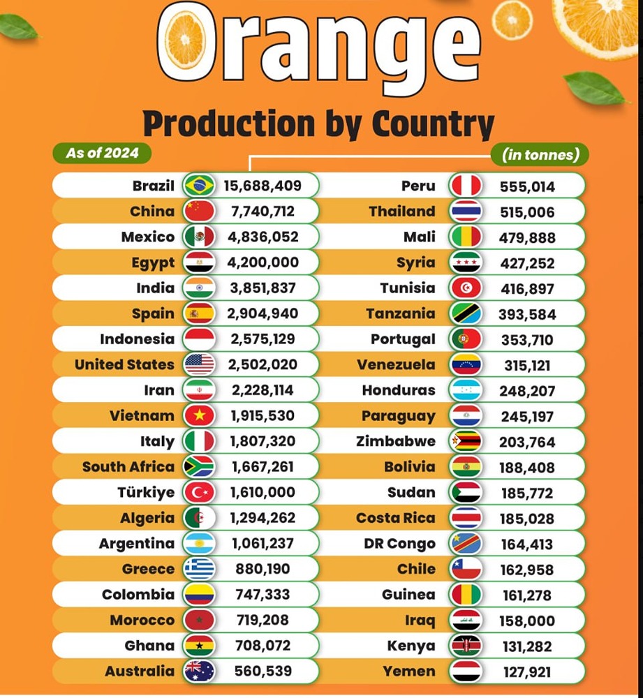 Бразилия обеспечивает 70% мирового экспорта апельсинового сока