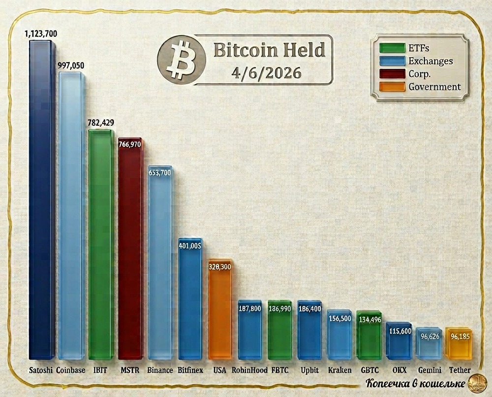 Крупнейшие держатели биткоинов в 2026 году