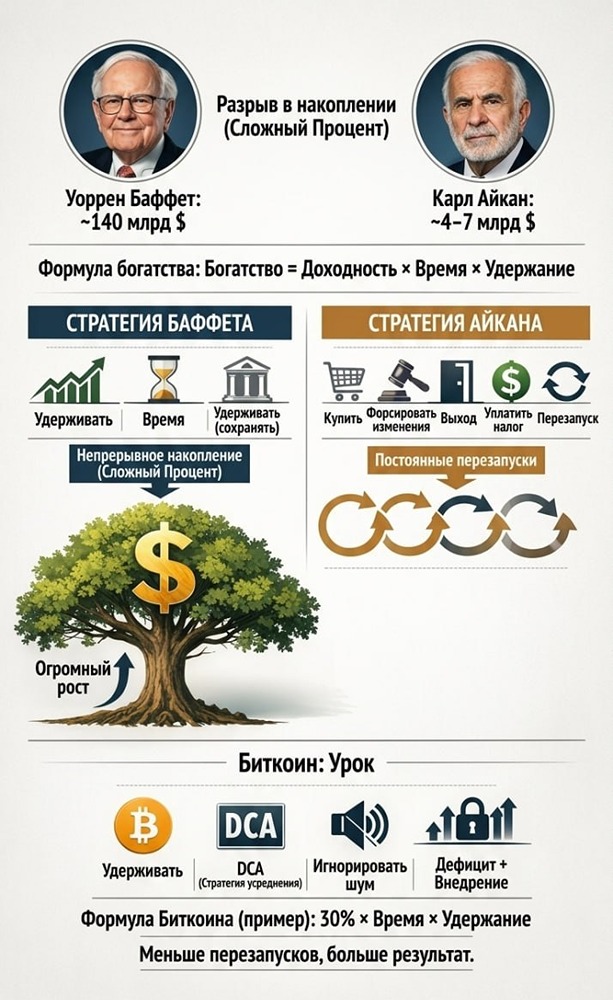 Баффет vs Айкан: сложный процент против активной торговли