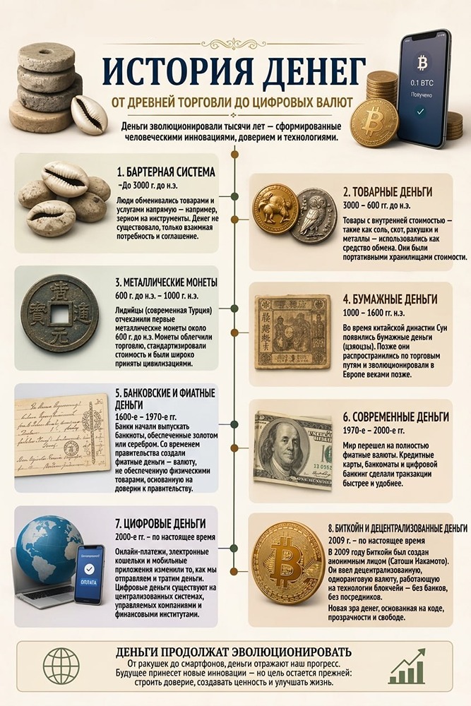 Инфографика об истории денег