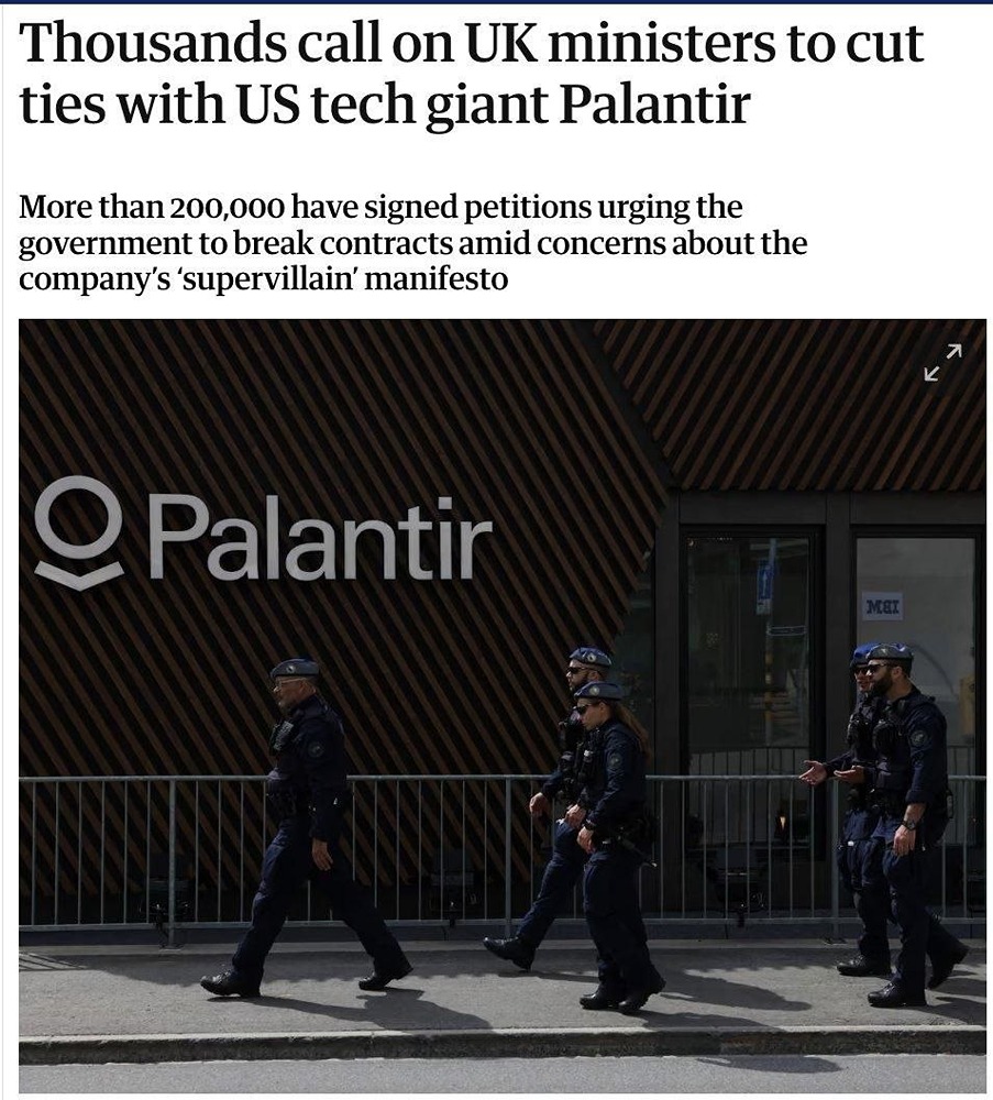 Британцы протестуют против расширения роли Palantir в госорганах страны