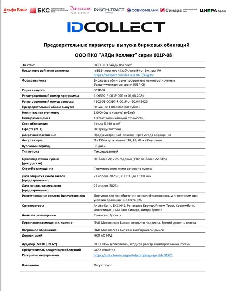 Стоит ли вкладываться в облигации «АйДи Коллект» 1Р‑8? Разбираем купон, риски и перспективы